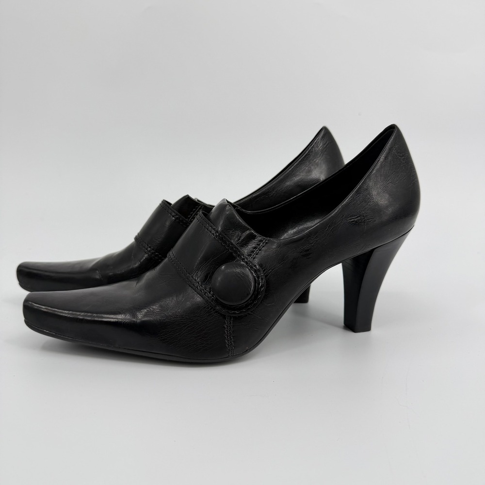 Franco Sarto Pointed Toe Pumps L-Flair-Blk Y2K Women Size 11 Black Leather